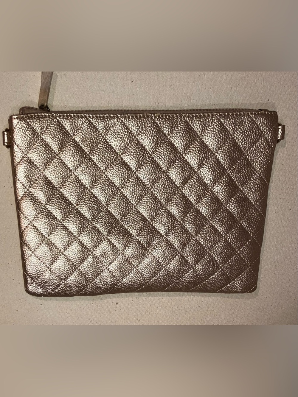 Quilted Metallic Rose Gold clutch
